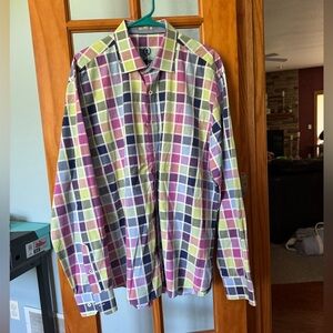 Vibrant Men's BUGATCHI  "Shaped Fit" Button Down Casual Shirt - Size XXL